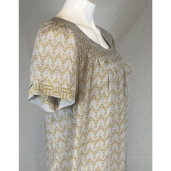 IRO Silk Mini Dress Geometric Size 1 Small Pockets Printed Layered Hem Lined EUC - Picture 2 of 16